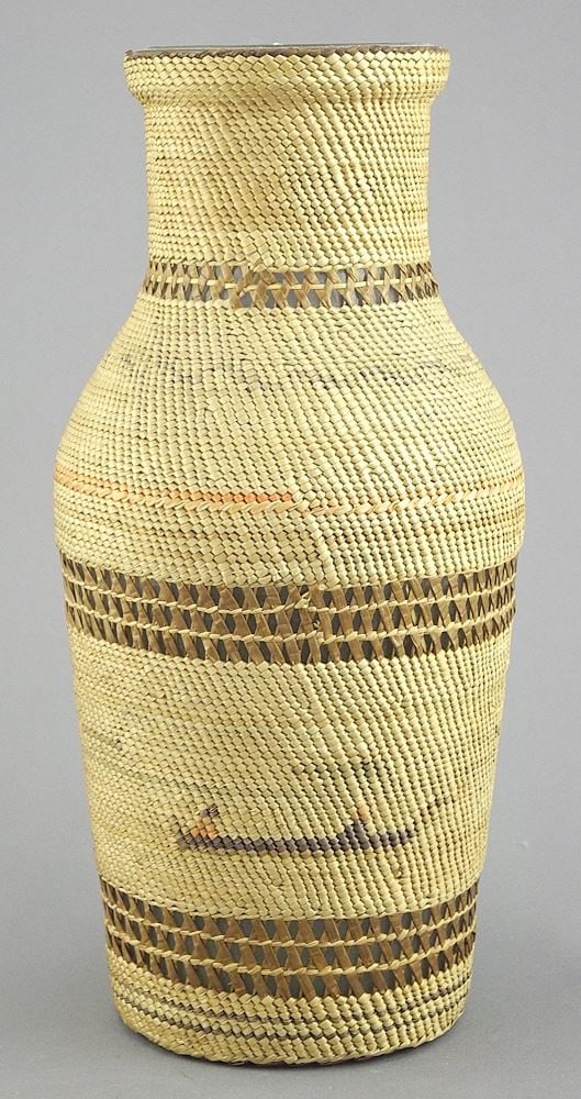 Nuu-Chah-Nulth Basketry Wrapped Bottle, 8 1/8"h. (1 of 3)