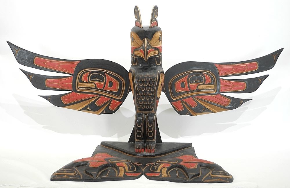 Nisg'aa "Thunderbird & Orca" Sculpture signed Gordon Clayton, 20" H. x 39 1/2" W. x 14 3/4" D. (1 of 5)