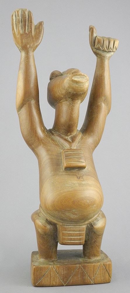 African Carved Hardwood Gesturing Figure, 12 1/2"h.: African Carved Hardwood Gesturing Figure, 12 1/2"h.
