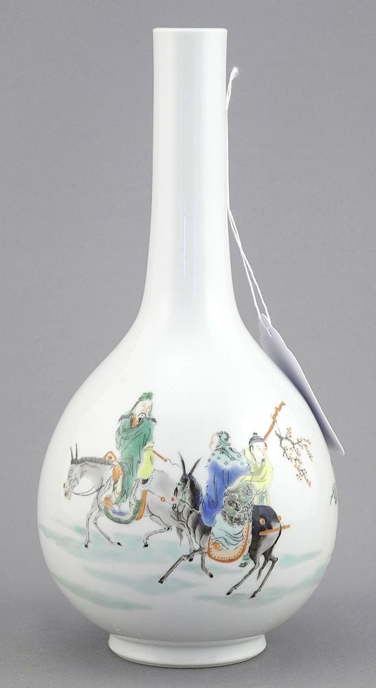 Chinese Famille Verte Porcelain Bottle Vase, 7 1/4"h. (1 of 3)