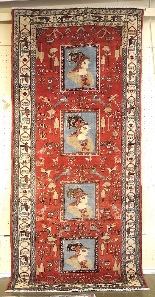 Ardebil Portrait Runner Approximately 4'5" x 10'. (221) (1 of 3)