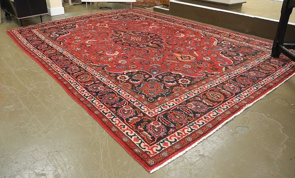 Mashad Hand Knotted Carpet Approximately 9'4" x 13' (low pile all over). (394) (1 of 4)