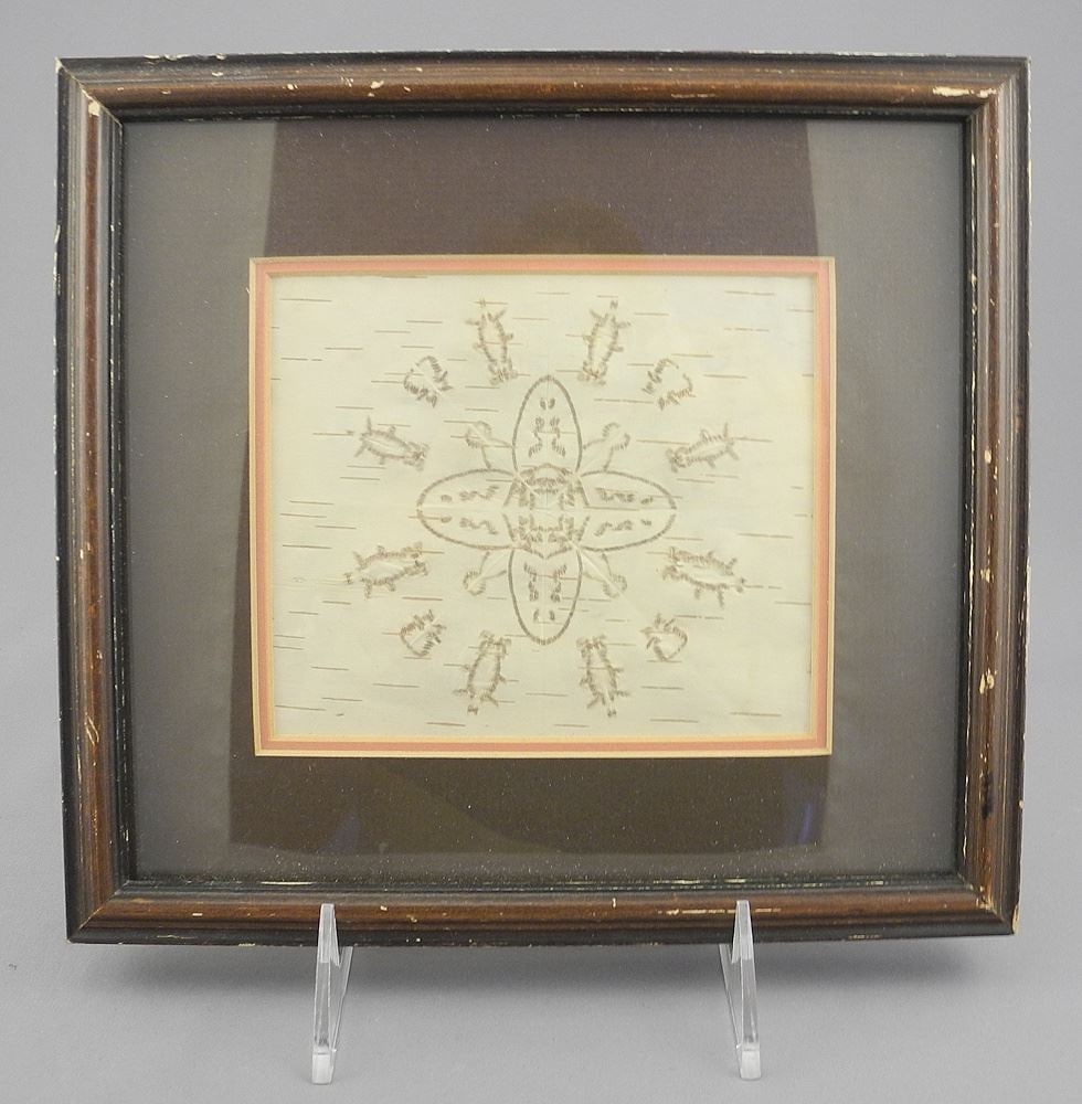 Cree Birch Bark Biting, 4 x 4 7/8", Unsigned/Unattributed. (1 of 1)