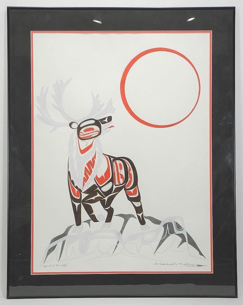 Watercolour signed Rusty (Russel) Haskell, 29 1/8 x 21 1/2", "Spirit of the Valley", 1992. (1 of 3)