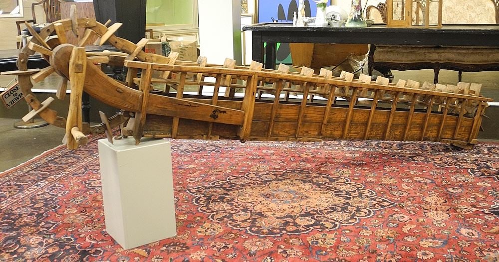 Antique Chinese Dragon Bone Water Wheel, 11'L.: Antique Chinese Dragon Bone Water Wheel, 11'L.