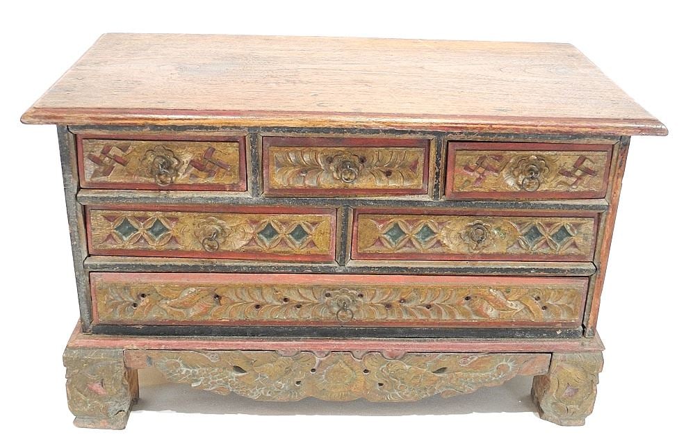 Petite Indonesian Chest of Drawers, 12 3/4"h.: Petite Indonesian Chest of Drawers, 12 3/4"h.
