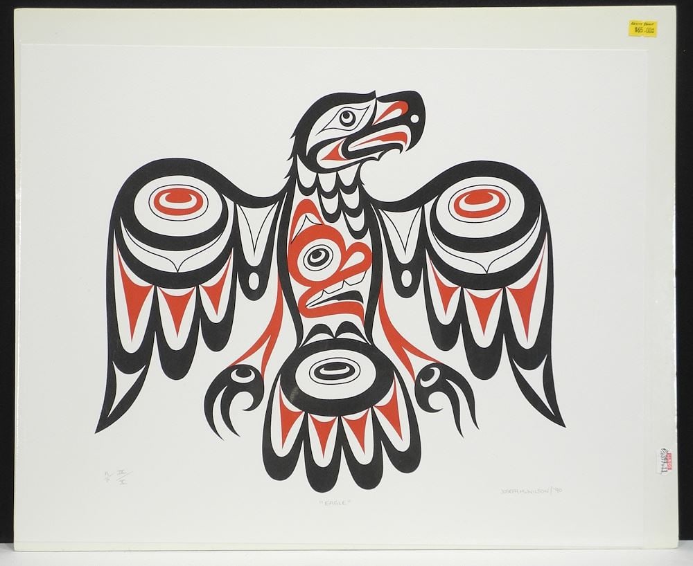Coast Salish Serigraph signed Joseph M.Wilson, 15 x 19 1/4", "Eagle" A/P IX/X, Unframed. (1 of 2)