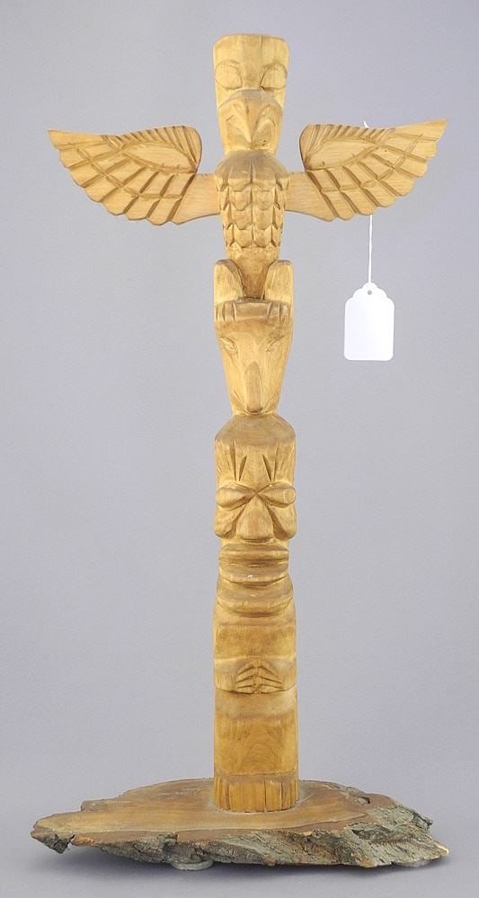 Model Totem Pole, Unsigned, 19"h.: Model Totem Pole, Unsigned, 19"h.