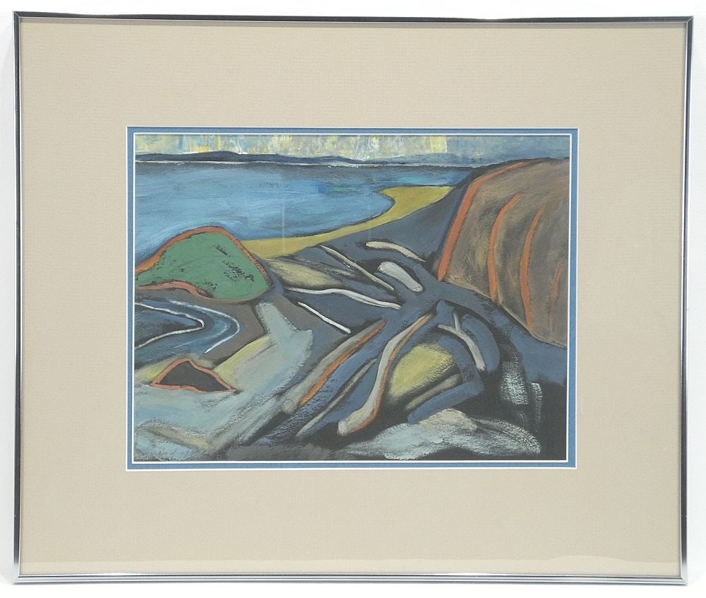 Oli on Paper signed (Max) Maynard 1975, 8 1/4 x 11", "Logs & Beach off Dallas Road". (1 of 5)