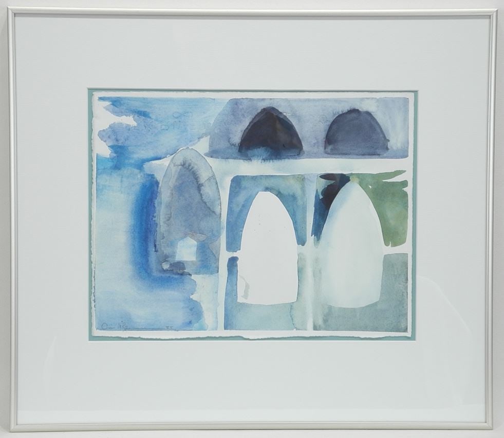 Watercolour signed Avis M. Rasmussen 85', 10 x 13", "Pedder Bay Boats I".: Watercolour signed Avis M. Rasmussen 85', 10 x 13", "Pedder Bay Boats I".