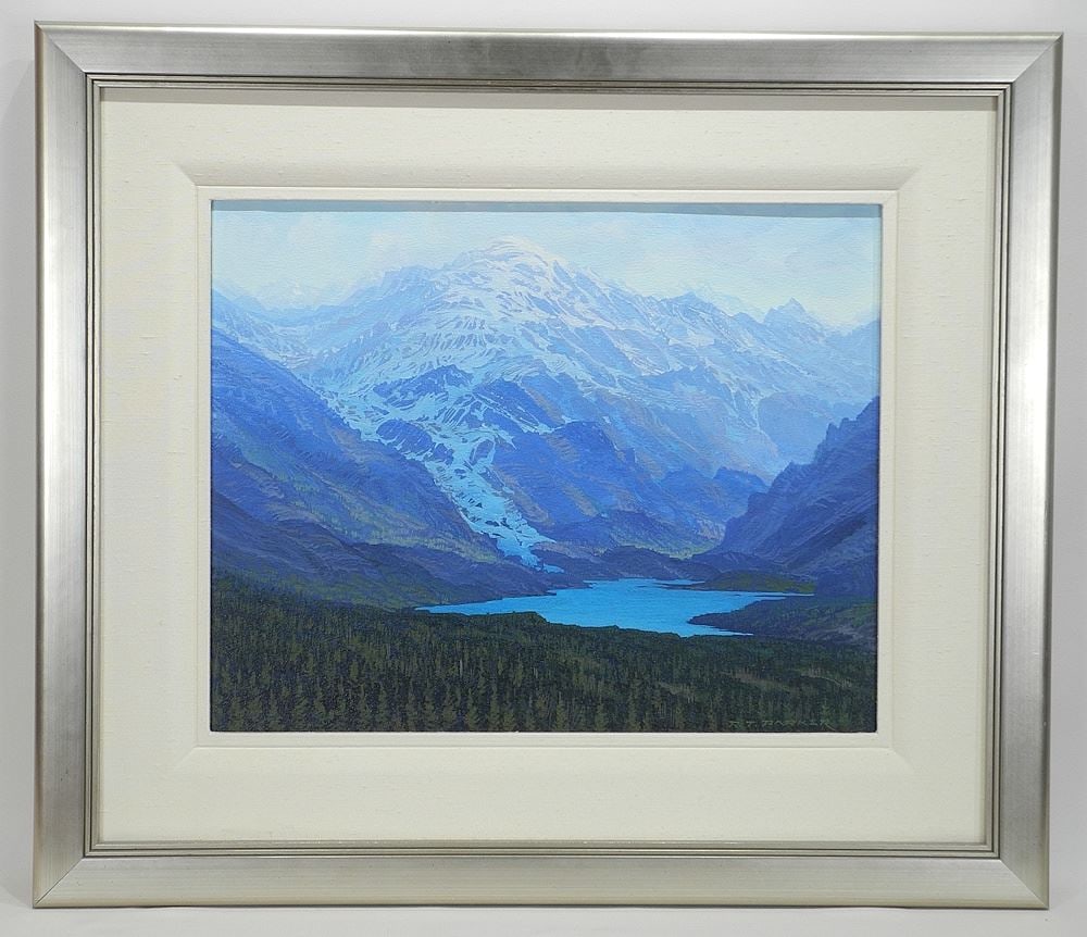Oil on Board signed R.(Ron) T. Parker, 16 x 20", "Glacial Lake" 2006/04/35-04. (1 of 5)