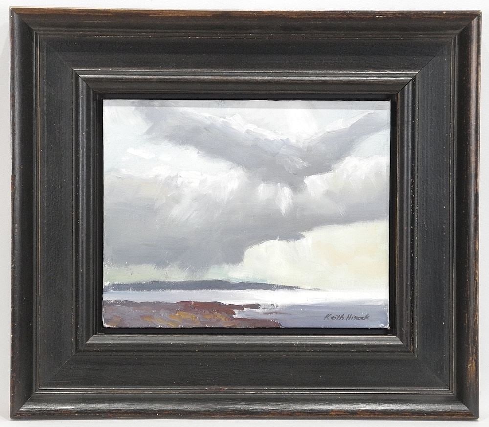 Oil on Board signed Keith Hiscock, 8 x 10", "Storm Clouds, Cattle Point ". (1 of 5)