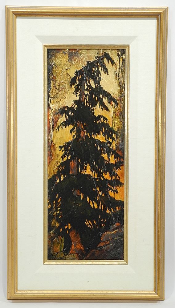 Acrylic on Board signed D. (David) Langevin, 24 x 9", "What Happened to the Naked Girl".: Acrylic on Board signed D. (David) Langevin, 24 x 9", "What Happened to the Naked Girl".
