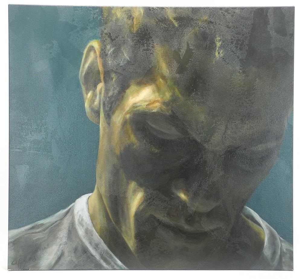 Acrylic on Canvas signed (Joe) Coffey'08, 33 1/2 x 36", "Raw #3". (14) (1 of 6)