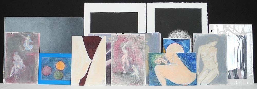 Collection of Mixed Media Drawings signed & Attributed to Stewart Babcock. (1 of 6)