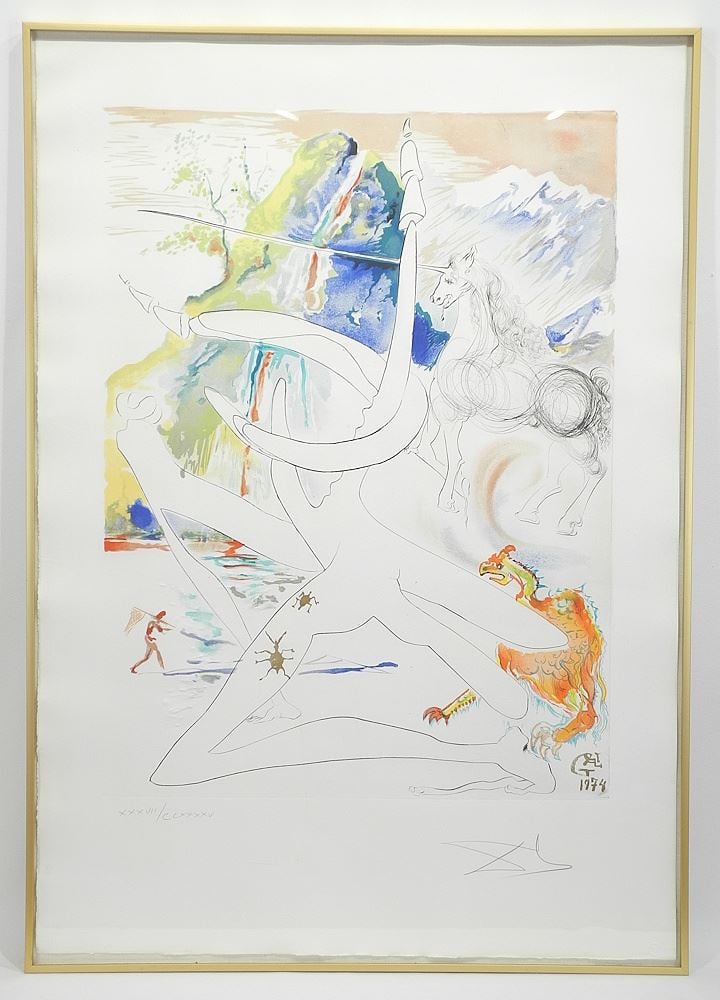 Embossed Etching signed (Salvador) Dali, 29 x 22", "L'unicorne Laser des Integre...".". (1 of 7)