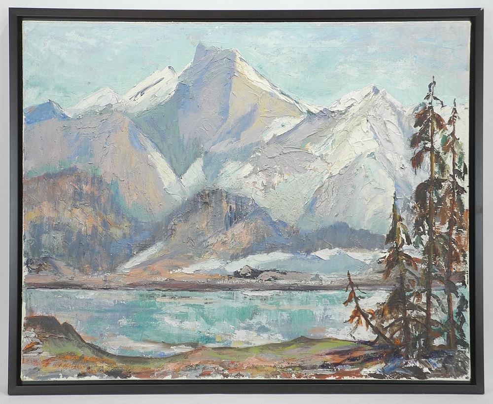 Oil on Canvas signed Grace Horspool, 24 x 30", "Waterfowl Lake".: Oil on Canvas signed Grace Horspool, 24 x 30", "Waterfowl Lake".