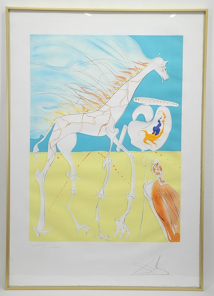 Embossed Etching signed (Salvador) Dali, 29 x 22", "Girafe Saturnienne" (1 of 7)