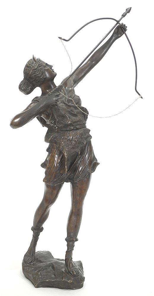 Bronze Sculpture signed, 24 1/8"h, "Diana the Huntress".: Bronze Sculpture signed, 24 1/8"h, "Diana the Huntress".