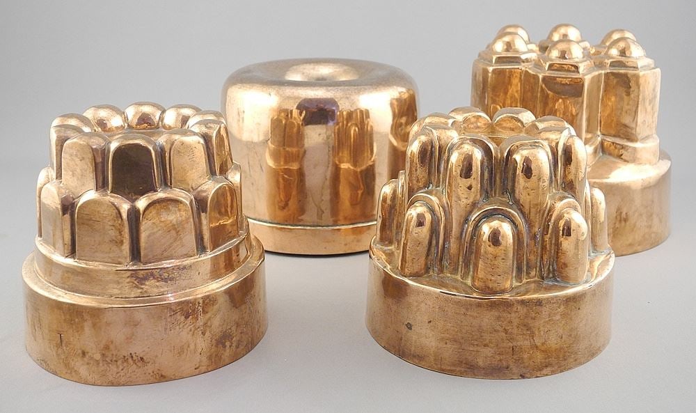 Four Antique Copper Round Jelly Molds. (1 of 4)