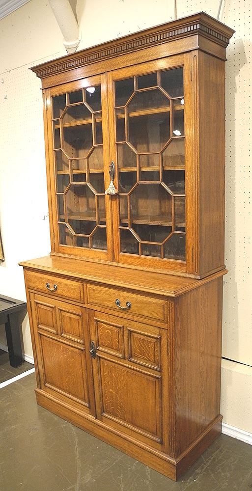 Oak Cabinet Bookcase C.1900, 82"h. (1 of 5)