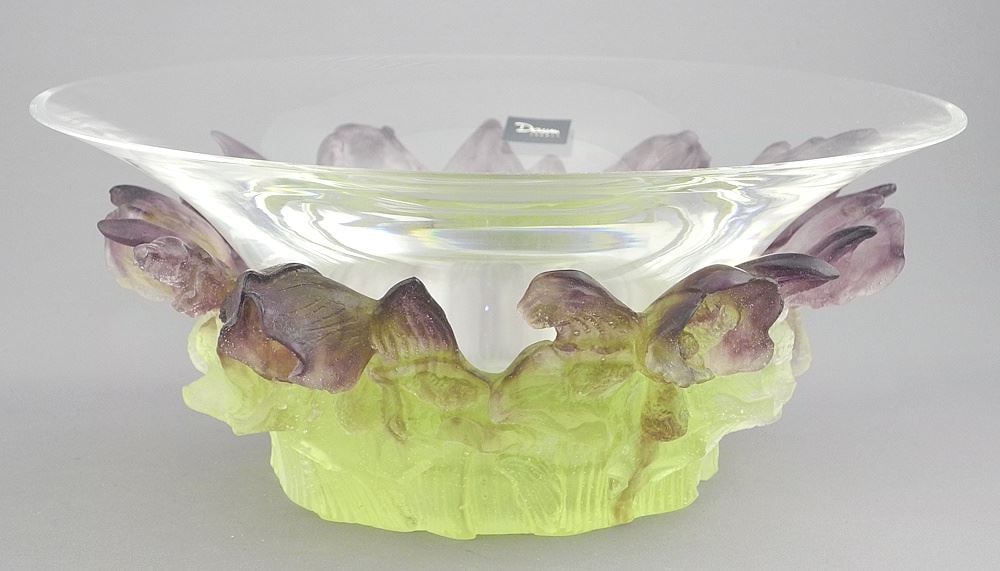 Daum France "Coupe Iris" Bowl in Original Box, 10 1/4" Diameter. (1 of 8)
