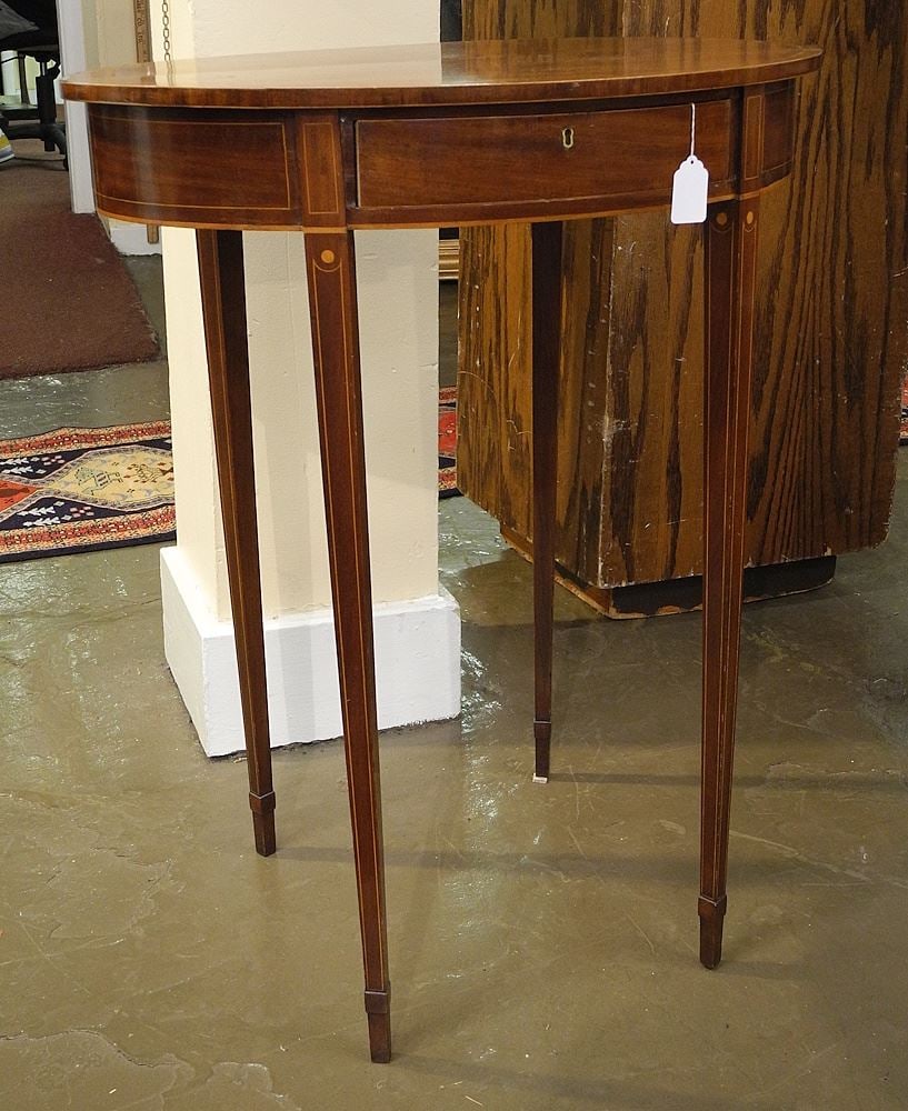 19th C. Sheraton Style Oval Occasional Table, 30 1/2"h. (1 of 3)