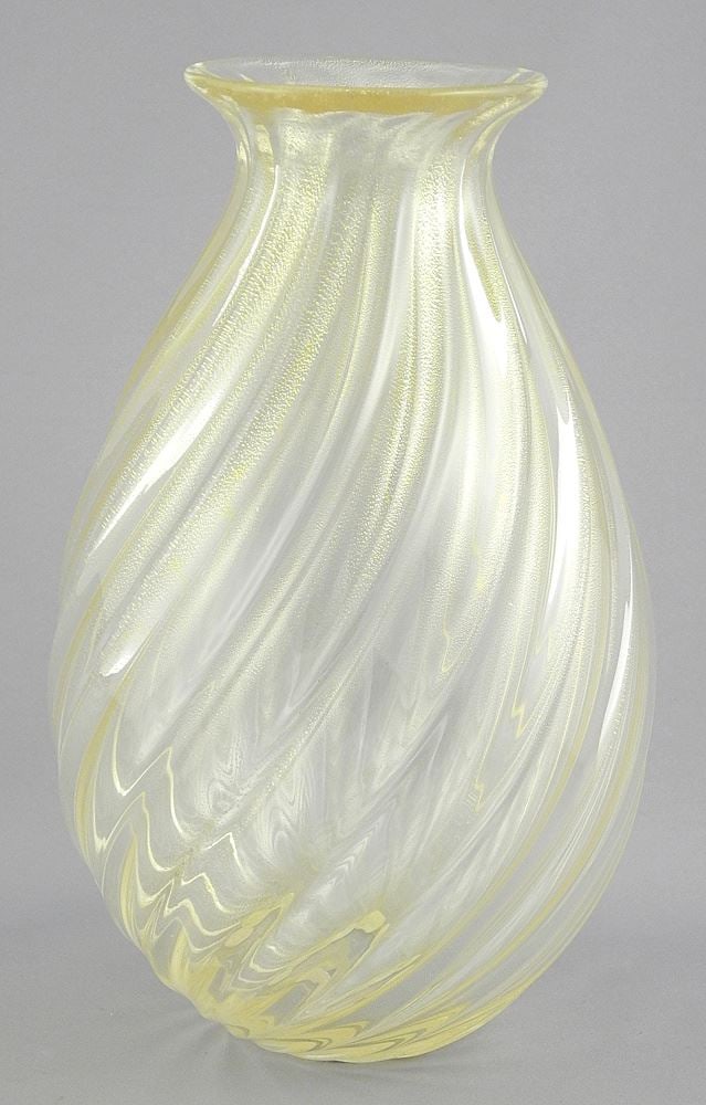 Archimede Seguso Murano Aventurine Glass Vase, 7 3/4"h.: Archimede Seguso Murano Aventurine Glass Vase, 7 3/4"h.
