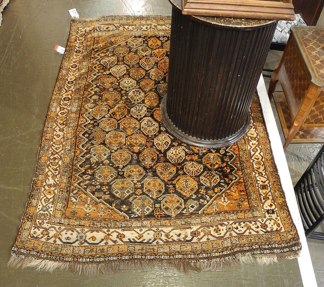 Old Hand Knotted Persian Carpet, 3'11" x 5'10". (1 of 4)
