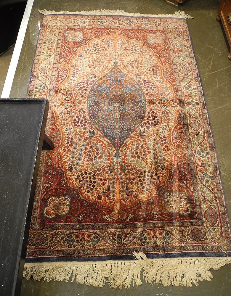 Hand Knotted Persian Gonbad Wool Rug Approximately 7' x 4'3" (edge noted) -.: Hand Knotted Persian Gonbad Wool Rug Approximately 7' x 4'3" (edge noted) -.