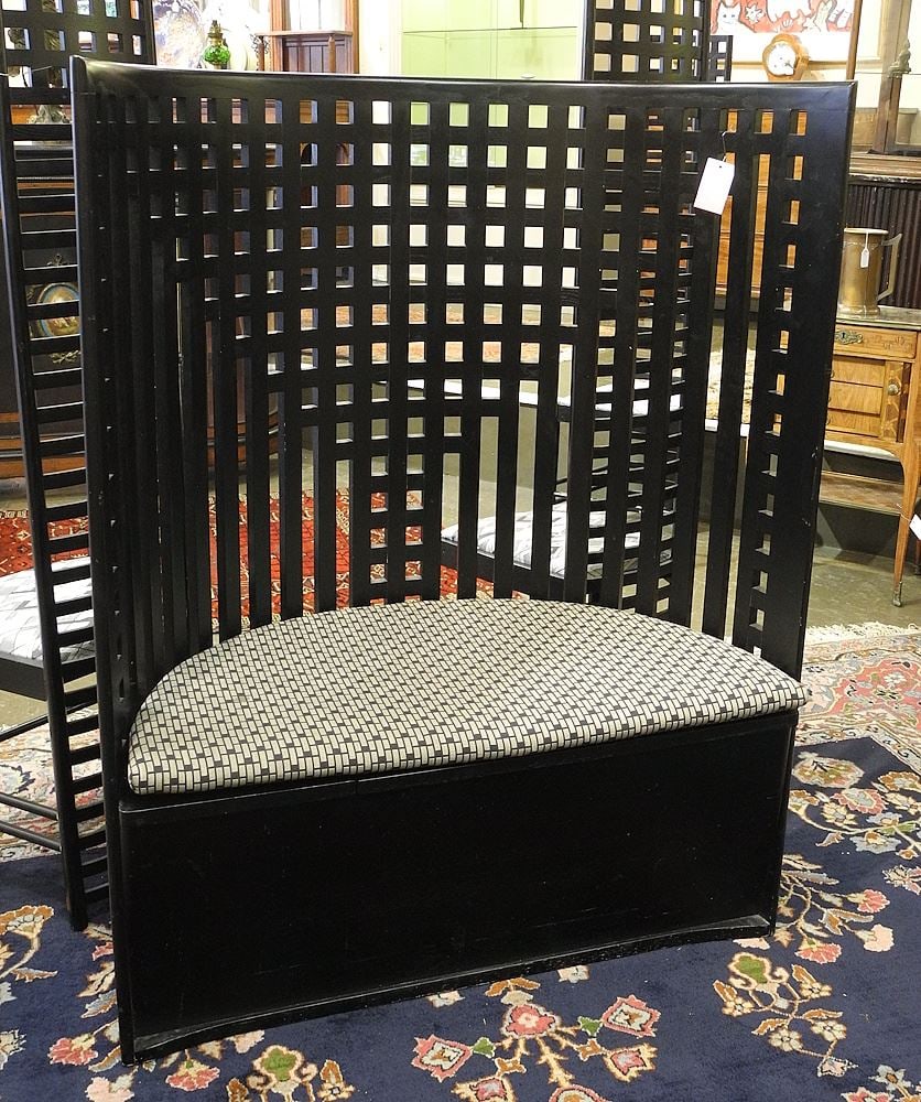 Pair of Charles Rennie Mackintosh Style Willow Chairs, 47 1/2"h.: Pair of Charles Rennie Mackintosh Style Willow Chairs, 47 1/2"h.