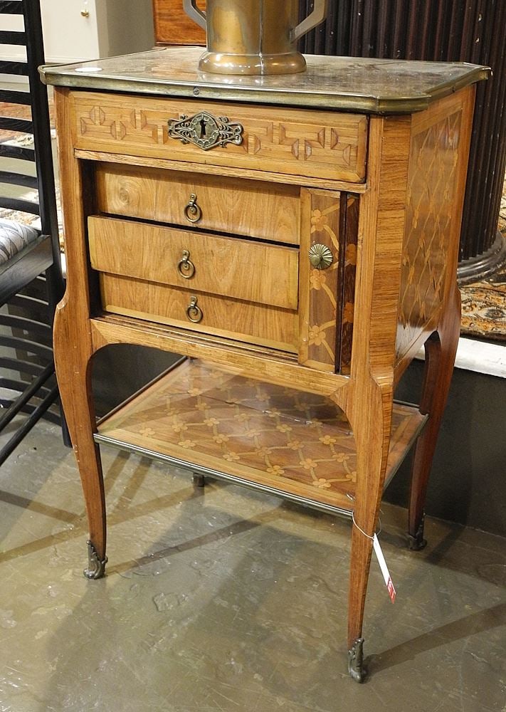 19th C. French Marquetry Secretary Cabinet, 28 1/4"h. (1 of 2)