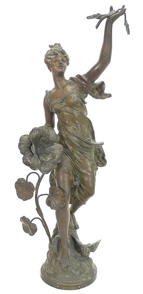 Spelter Sculpture After Bruchon, 23 1/4", "Primevere".: Spelter Sculpture After Bruchon, 23 1/4", "Primevere".