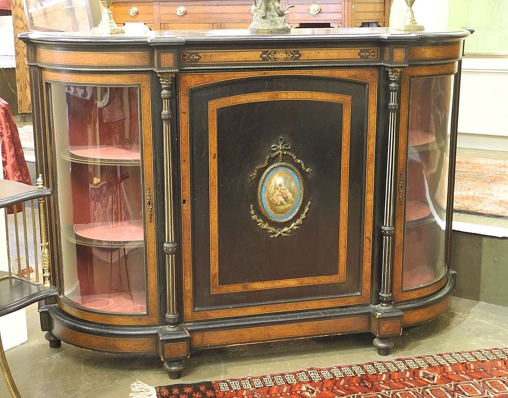 Mid 19th C. Walnut Banded Ebonized Credenza, 42 3/4 x 62 x 17 7/8". (1 of 4)