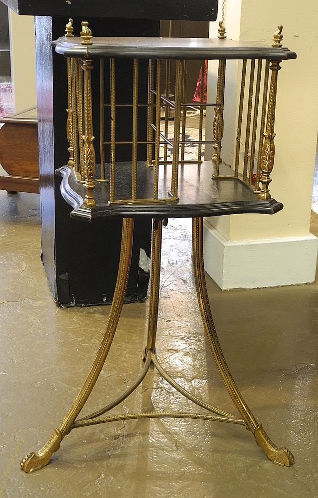 19th C. Mahogany & Brass Revolving Bookstand, 30 1/2"h. (1 of 3)
