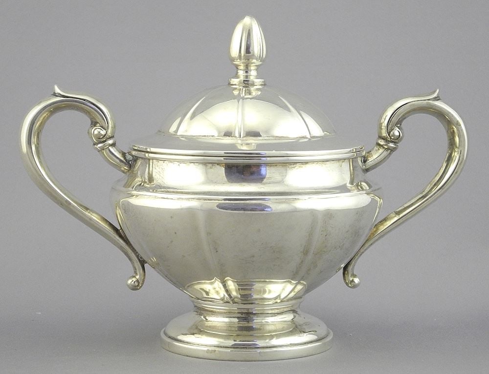 European Silver Sucrier, 5 1/8"h, 304g.: European Silver Sucrier, 5 1/8"h, 304g.