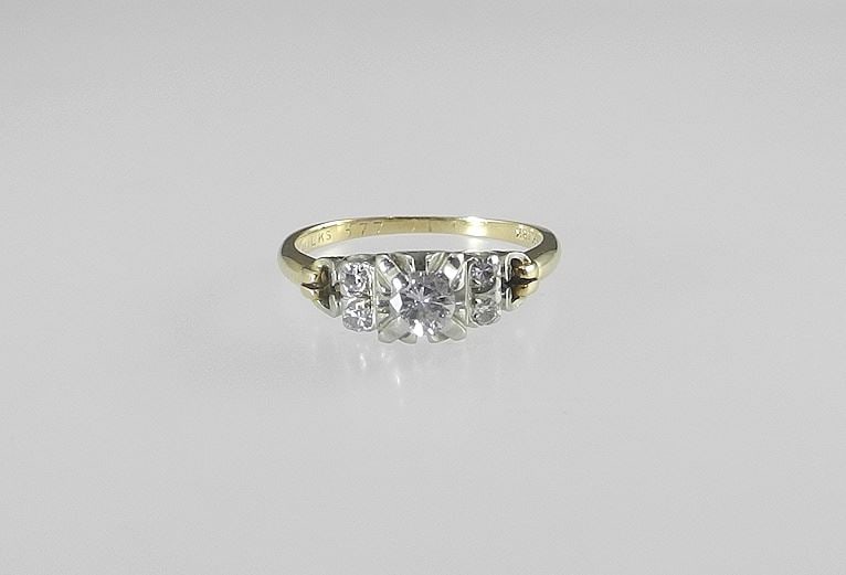 14 & 18K Gold & Diamond Cocktail Ring, Size 4 1/2", 2.62g. (1 of 5)