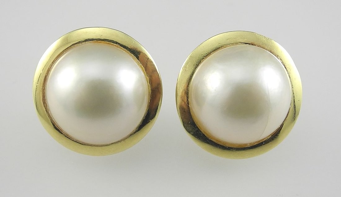 Pair of 14K Gold & Pearl Earrings, 12g.: Pair of 14K Gold & Pearl Earrings, 12g.