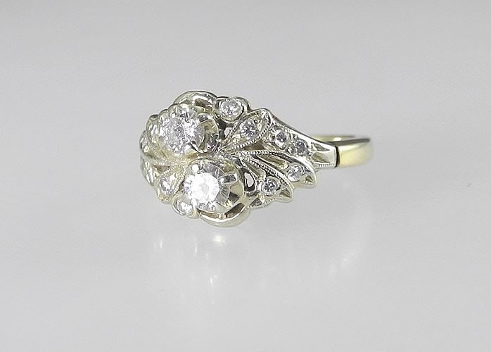 14K Gold & Diamond Cocktail Ring, Size 4 1/4, 3.87g. (1 of 3)