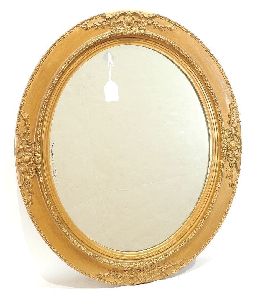 Oval Gilt Framed Mirror, 25 3/4"h. (1 of 1)