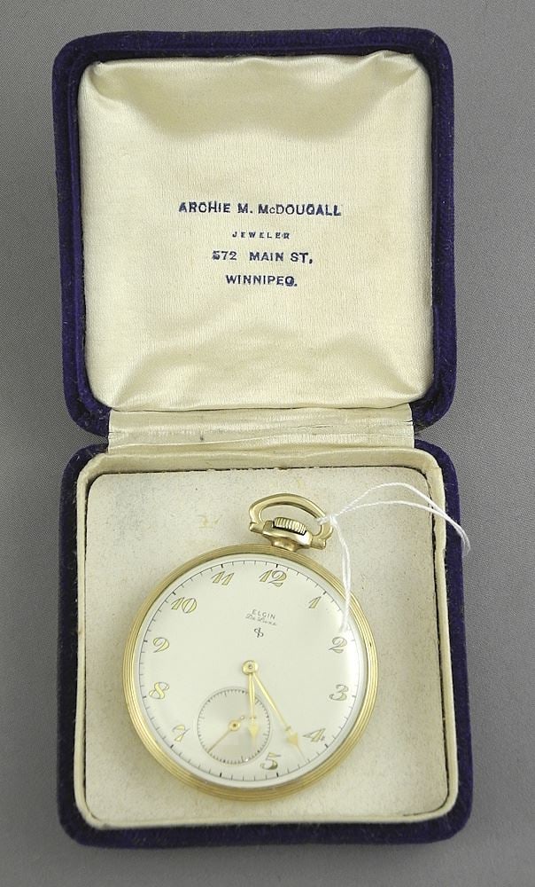 Elgin DeLuxe Gold Filled Pocket Watch, 1 3/4" Diameter with Box.: Elgin DeLuxe Gold Filled Pocket Watch, 1 3/4" Diameter with Box.