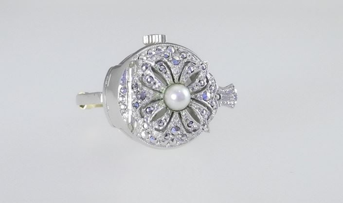 Bucherer 800 Silver (marked) & Marcasite Peek-a-Boo Ring Watch, Size 5 1/4, 10.68g. (1 of 7)