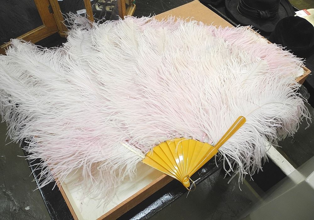 Mauve Ostrich Feather Fan (Apx 30"L) with Original Box Dated 1924. (1 of 3)