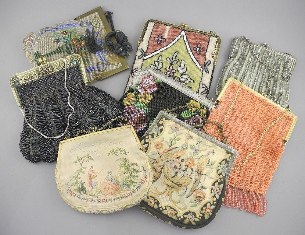 Eight Vintage Metal Frame Beaded Evening Bags, 4 5/8 - 6"w. (1 of 4)