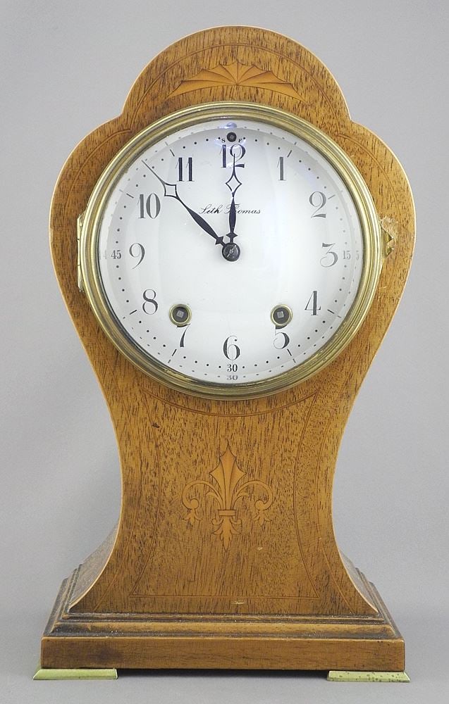 Inlaid Mahogany Seth Thomas Mantle Clock, 12 1/8"h. (1 of 8)