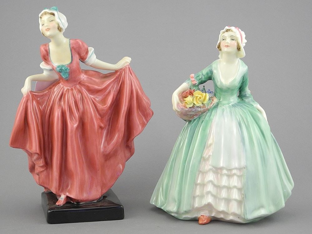 Two Royal Doulton Figurines: HN1787 Janet, 1932 (2 small chips)/HN1772, Delight. (1 of 3)