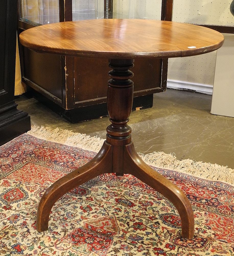 19th C. Mahogany Tripod Table, 23 1/2"h. (1 of 2)