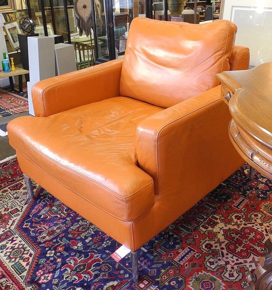 EQ3 Canada Terracotta Leather Armchair, 26 1/2 x 30 1/2 x 35".