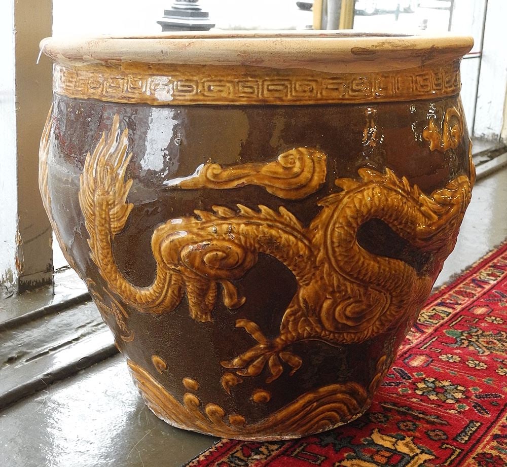 Chinese Molded Stoneware Egg Crate, 16 x 18 1/2" Diameter. (1 of 3)