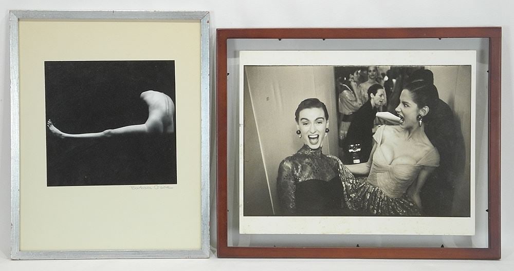 Two Photographs: Barbara Crane (7 3/8 x 7 5/8") & Arthur Elgort Valentino Show (as found). (1 of 3)